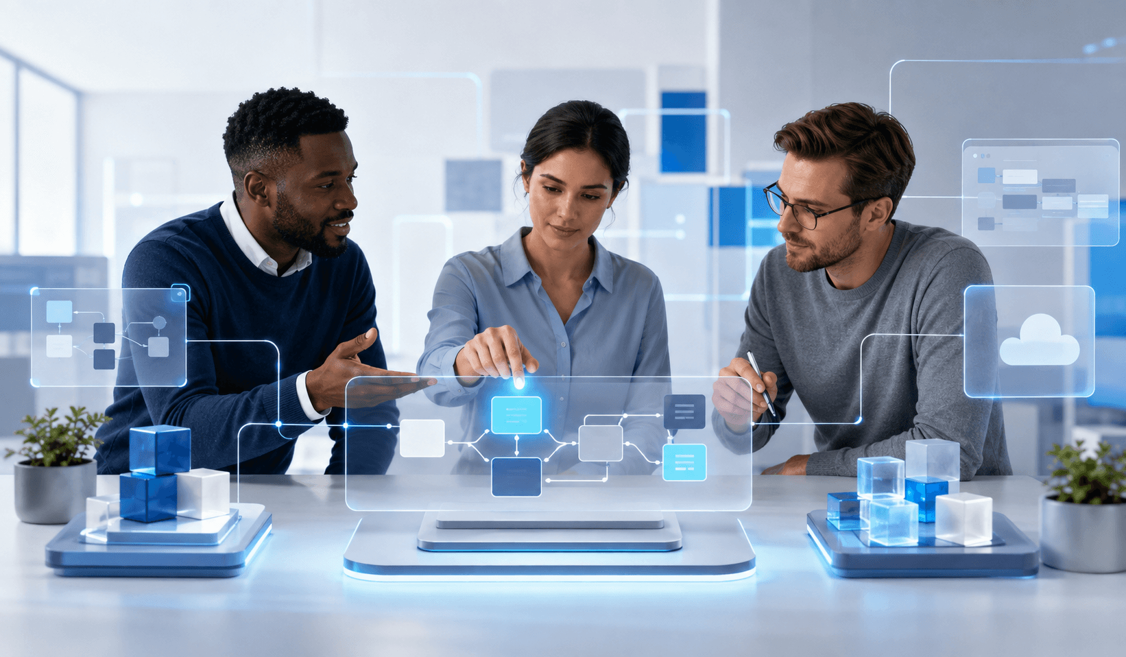 Power Platform consultant working alongside an internal business team to plan a Microsoft Power Apps solution